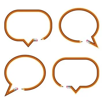 Creative Pencil Speech Bubble Frame Vectors Set for Education Illustration