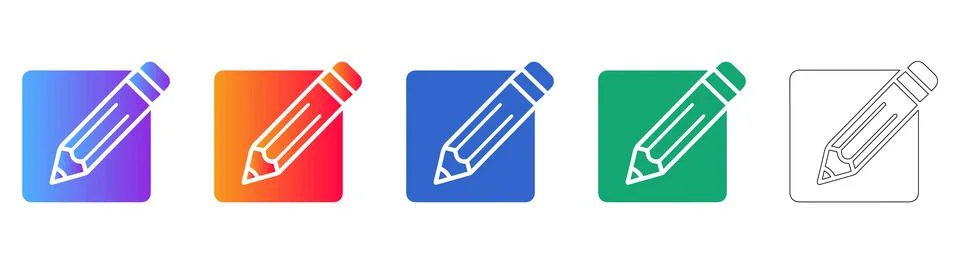 Creative Pencil Writing and Editing Icons Stockillustratie