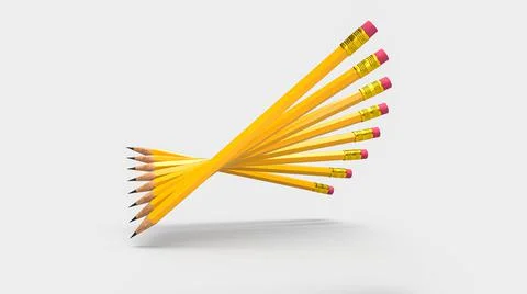 Creative pencils Levitating Abstract Pencils 3d illustration Stock Illustration