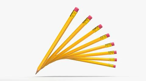 Creative pencils Levitating Abstract Pencils 3d illustration Stock Illustration