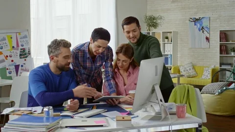 Creative People Discussing Project Stock Footage