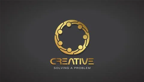 Creative People Gold Logo . Vector Design Stock Illustration