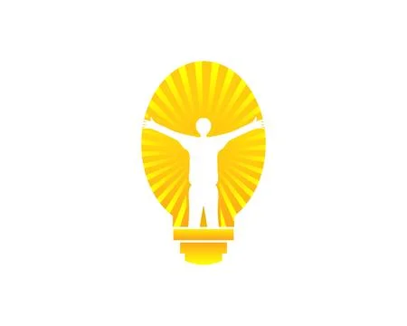 Creative People Logo with Light Bulb Concept Vector Stock Illustration