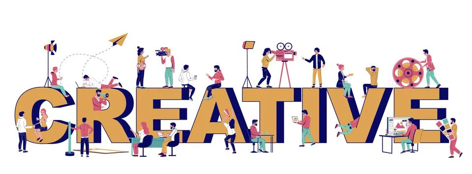Creative people typography vector banner template. Graphic, motion designer Stock Illustration