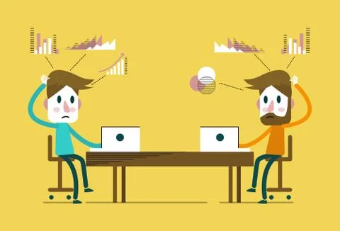 Creative people working in co working office. Free Stock Illustration