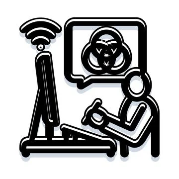 Creative person working on computer with wireless design 库存插图