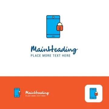 Creative Phone locked Logo Design. Flat color Logo place for Tagline. Vector  イラスト素材