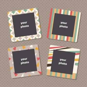 Creative photo frames with art texture. Decorative picture frame borders for Stock Illustration