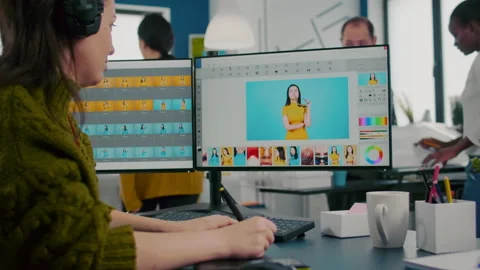 Creative photographer using digital retouching program Stock Footage 152788498