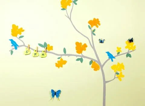 Creative picture of tree on the wall Stock Photos