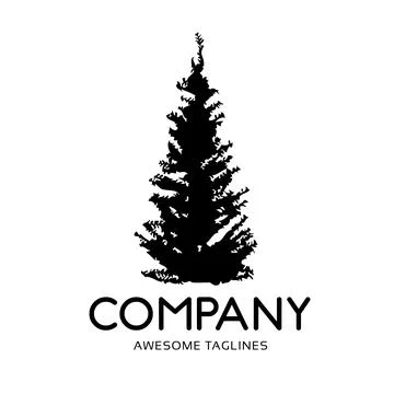 Creative pine tree silhouette logo vector Stock Illustration