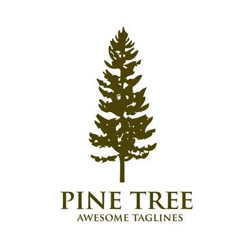 Creative pine tree silhouette logo vector Stock Illustration
