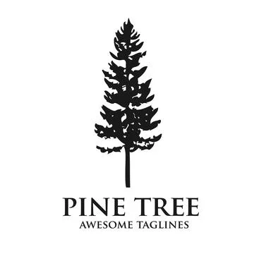 Creative pine tree silhouette logo vector Stock Illustration
