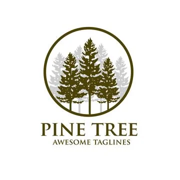 Creative pine tree silhouette logo vector Illustrazione stock