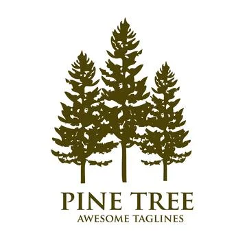 Creative pine tree silhouette logo vector Stock Illustration