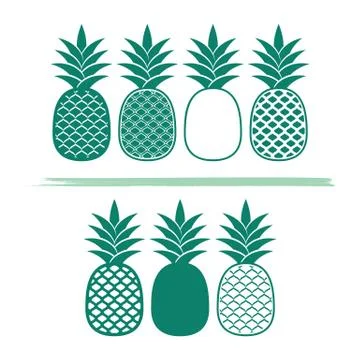 Creative pineapples vector illustrations Stock Illustration