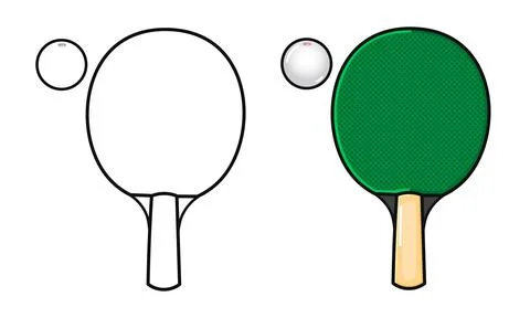 Creative Ping Pong Paddle. Half-Colored Table Tennis Racket Concept Illustrazione stock