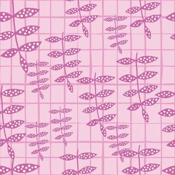 Creative pink branch seamless pattern. Simple botanical backdrop. Abstract fl Stock Illustration