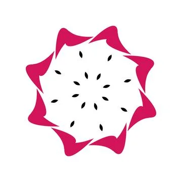 Creative Pink Dragon Fruit Geometric Flower Logo Icon Stock Illustration