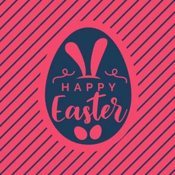 Creative pink happy easter background with diagonal lines Stock Illustration