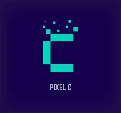 Creative pixel letter C logo. Stock Illustration