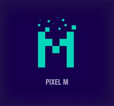 Creative pixel letter M logo. Stock Illustration