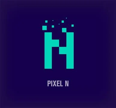 Creative pixel letter N logo. Stock Illustration