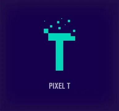 Creative pixel letter T logo. Illustrazione stock