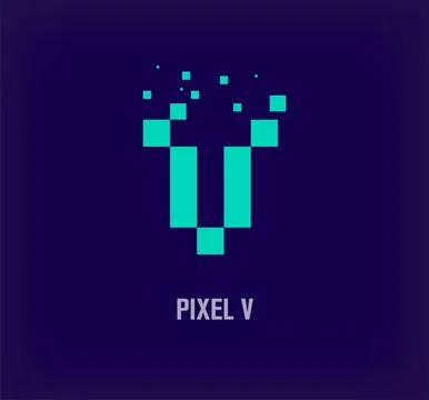 Creative pixel letter V logo. Stock Illustration