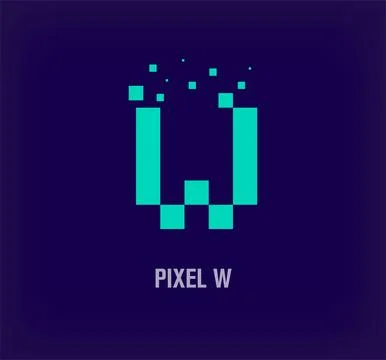 Creative pixel letter W logo. Stock Illustration