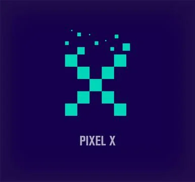 Creative pixel letter X logo. Stock Illustration
