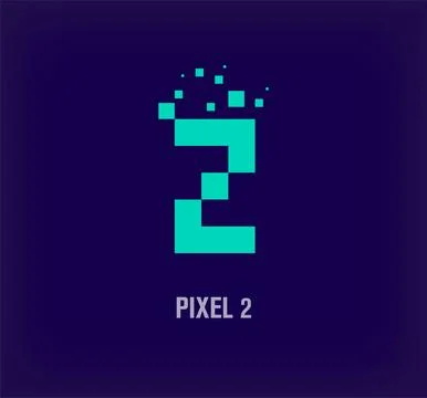 Creative pixel number 2 logo. Stock Illustration