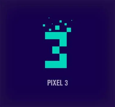 Creative pixel number 3 logo. Stock Illustration