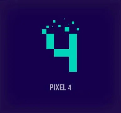Creative pixel number 4 logo. Stock Illustration