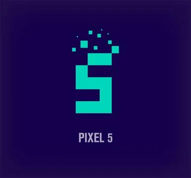 Creative pixel number 5 logo. Stock Illustration