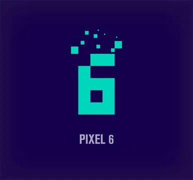 Creative pixel number 6 logo. Illustrazione stock