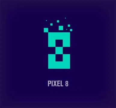Creative pixel number 8 logo. Stock Illustration