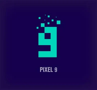 Creative pixel number 9 logo. Stock Illustration