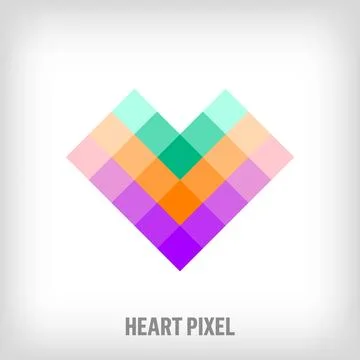 Creative pixelated heart logo. Stock Illustration
