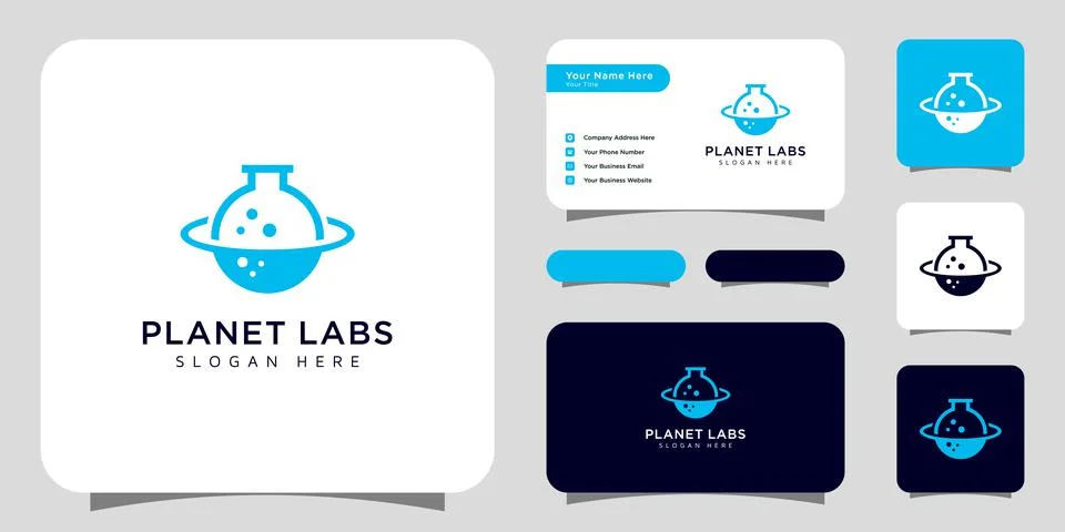 Creative planet orbit labor lab abstract logo design and business card Stock Illustration