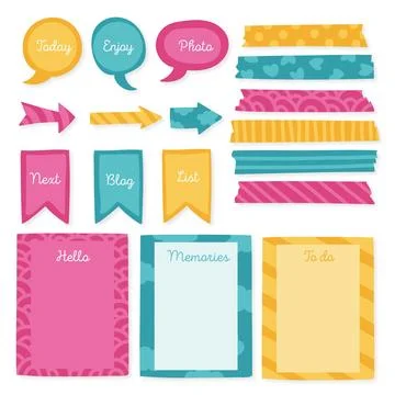 Creative planner scrapbook elements Illustrazione stock