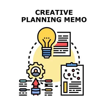 Creative planning memo development for business ideas Stock Illustration