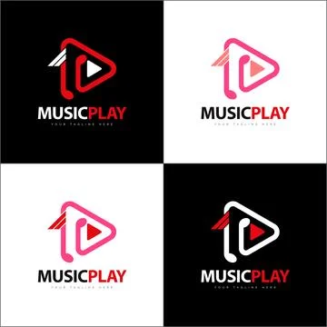 Creative play line button logo template design for brand or company and other Stock Illustration