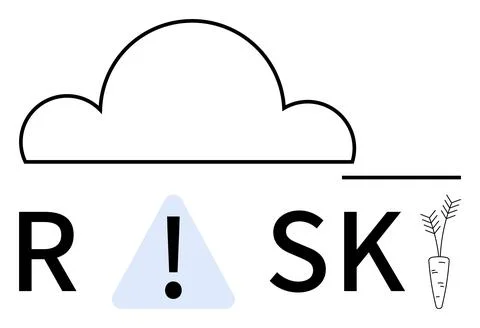 Creative Play on the Word Risk with Cloud, Exclamation Mark, and Carrot Elements イラスト素材