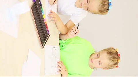 Creative playtime with children making art in bright colors Stock-Footage 296332250