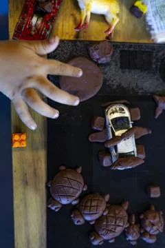 Creative Playtime With Clay Models By A Child Stock Photos