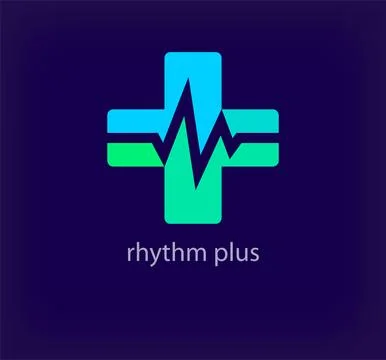 Creative plus and heart rhythm logo. Stock Illustration