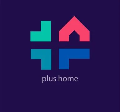 Creative plus home logo. Stock Illustration