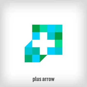 Creative plus sign arrow design. Stock Illustration