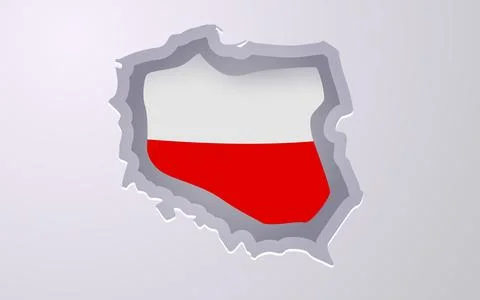 Creative Poland map with flag colors in paper cut style. Stock Illustration